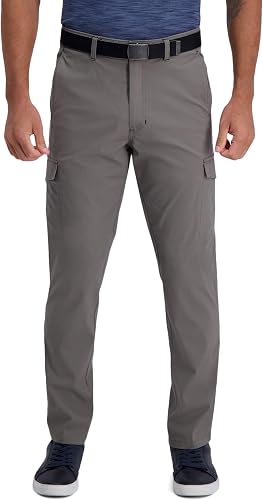 Haggar PLN Textured Jcqrd Pant Pantalones, Verde (Moss), 34W x 29L para Hombre