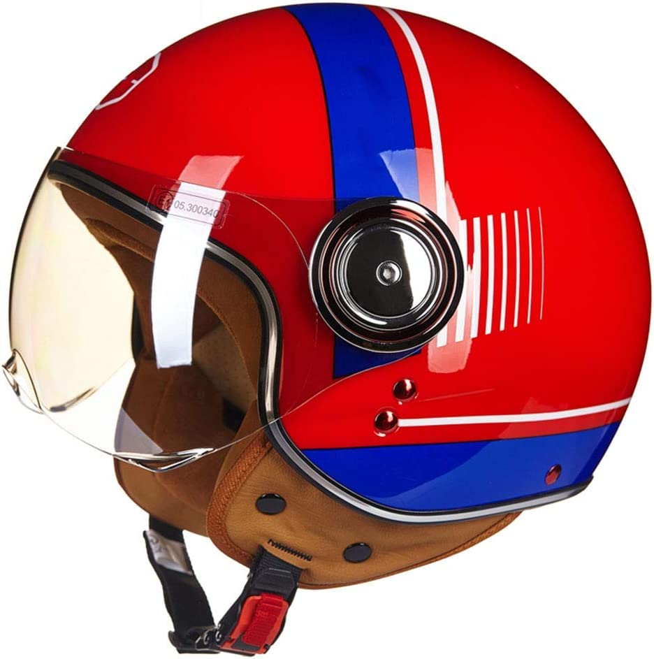 Motorbike Retro half helm ECE/ECE Goedgekeurd Elektrische Motorhelm Motorcycle Crash Open Face Jet Helm met Zonneklep Cruiser Scooter Half Helm Voor Volwassen Mannen Vrouwen