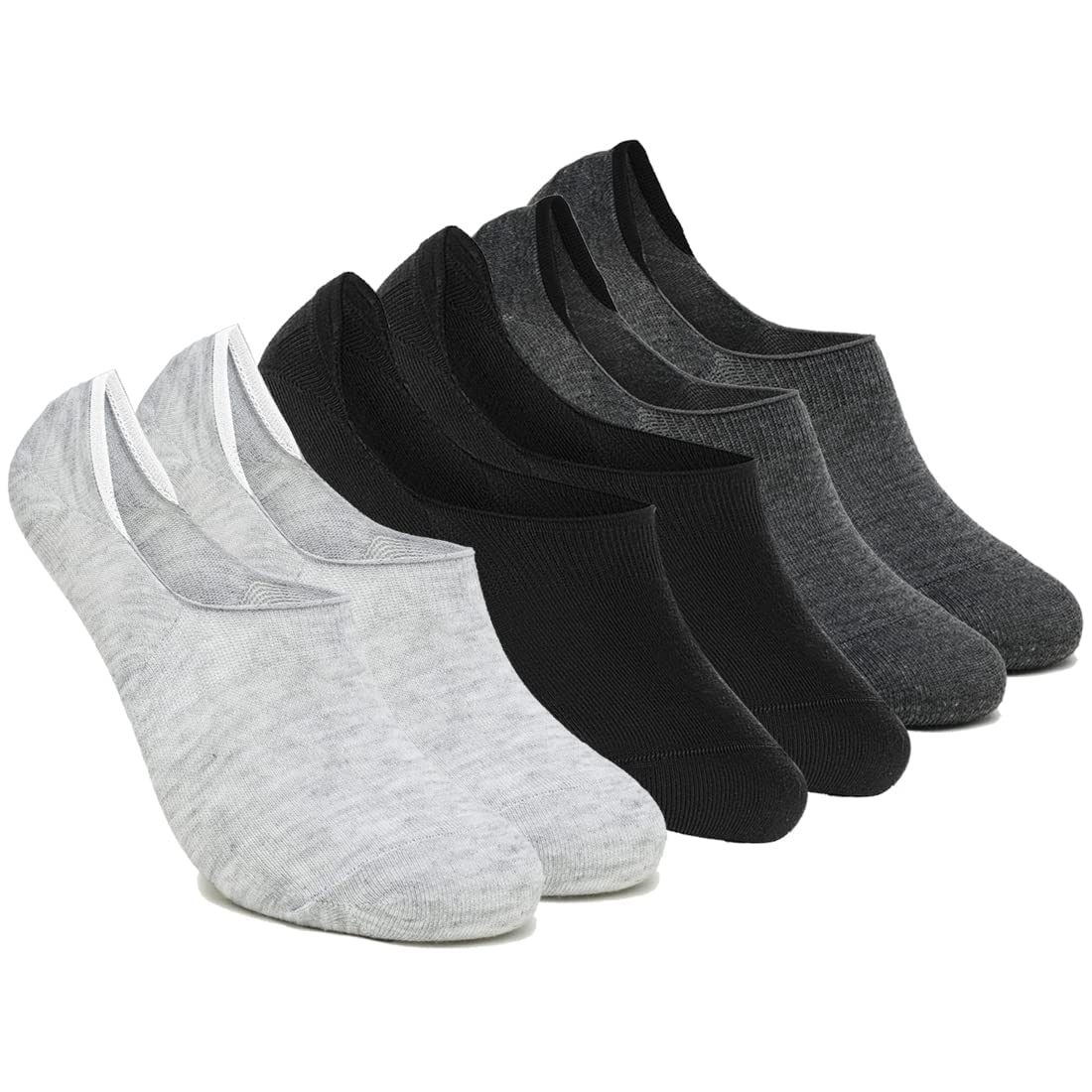 Womensa Low Cut Loafer Socks for Men with Combed Cotton for Sports, Running & Hiking - Solid Pack of 3 (Assorted; Free Size) Black, Grey, off white-image-15