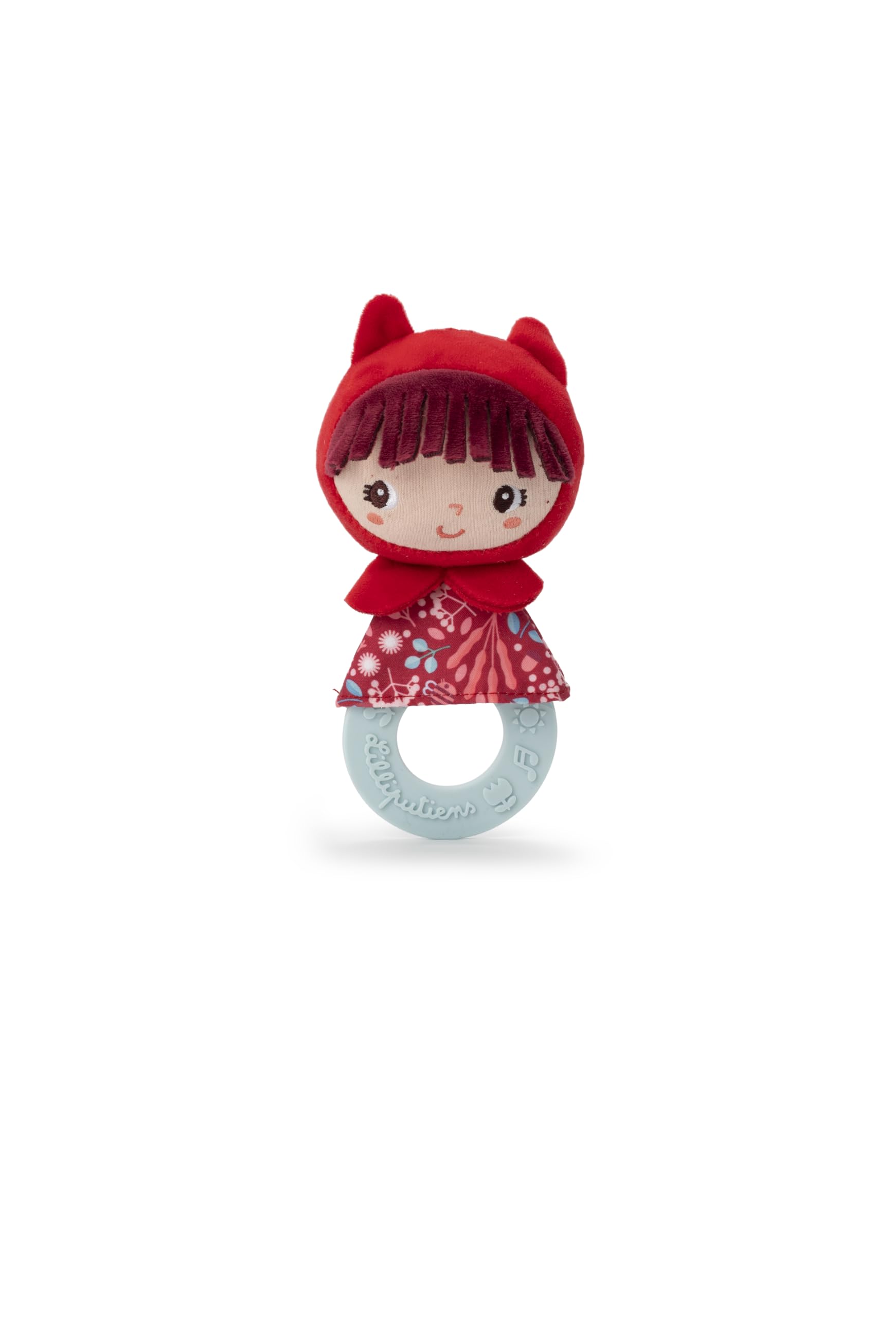 LILLIPUTIENS - Teething Rattle Little Red Riding Hood - Sensory Toy for Babies with Teething Ring, Paper Sound, and Bell - Soothes Teething Pain - From 3 Months - 83485