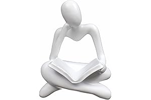 Abstract Thinker Statue Reading Bookshelf Decor