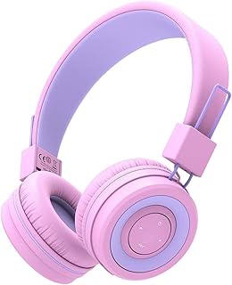 iClever Bluetooth Cuffie per Bambini, Cuffie per bambini con microfono, Fascia regolabile per il controllo del volume, Pieghevole, Cuffie per bambini sull'orecchio