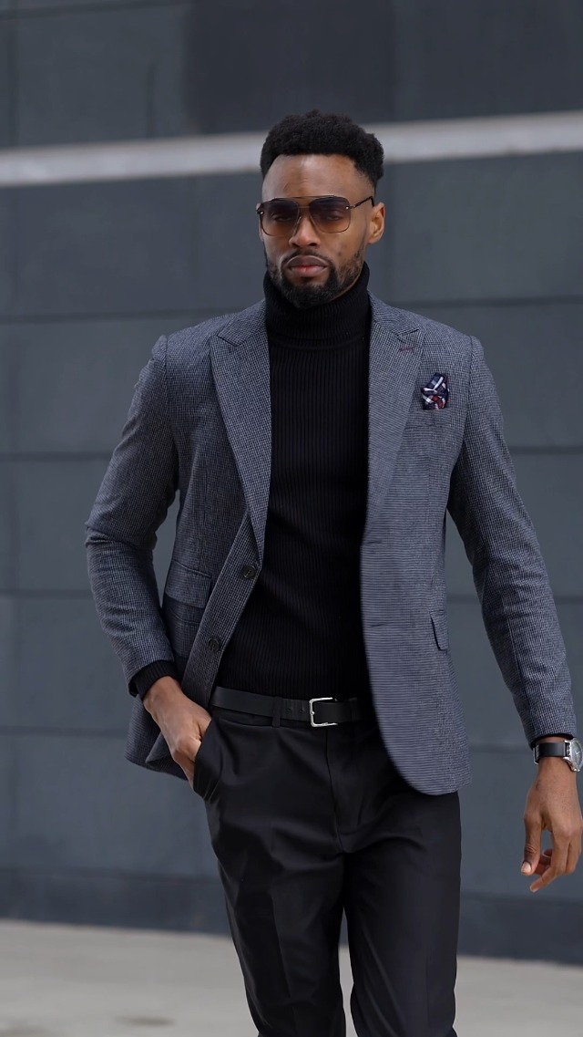 Herringbone Tweed Travel Blazer for Men British Wool Blend Sport