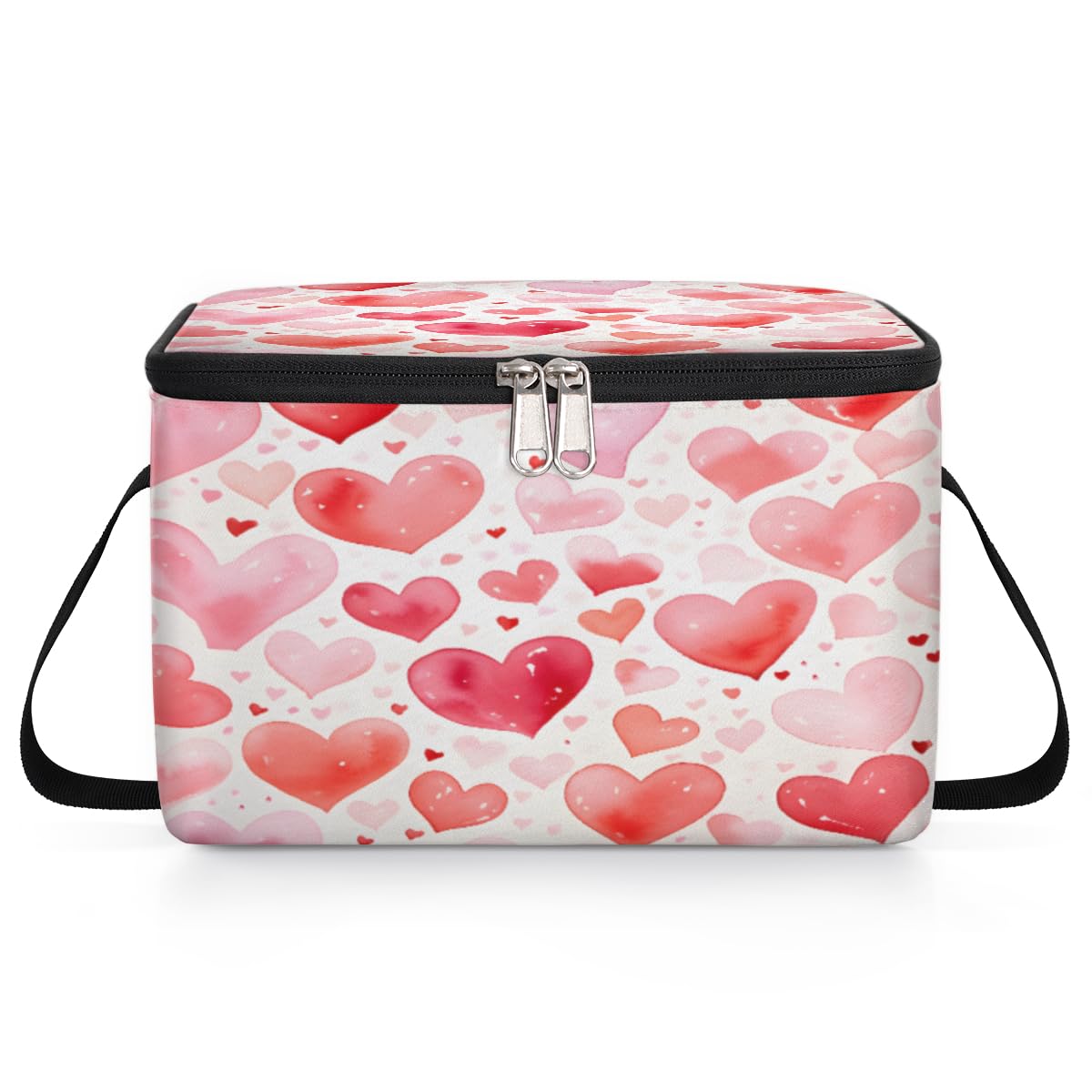 GzLeyigou Pinks Love Heart Lunch Bags for Women Men 9 Cans, Hot & Cold Food Delivery Bag Insulated Grocery Bag Insulated Lunch Box Cooler Bag for Office Work Picnic Beach