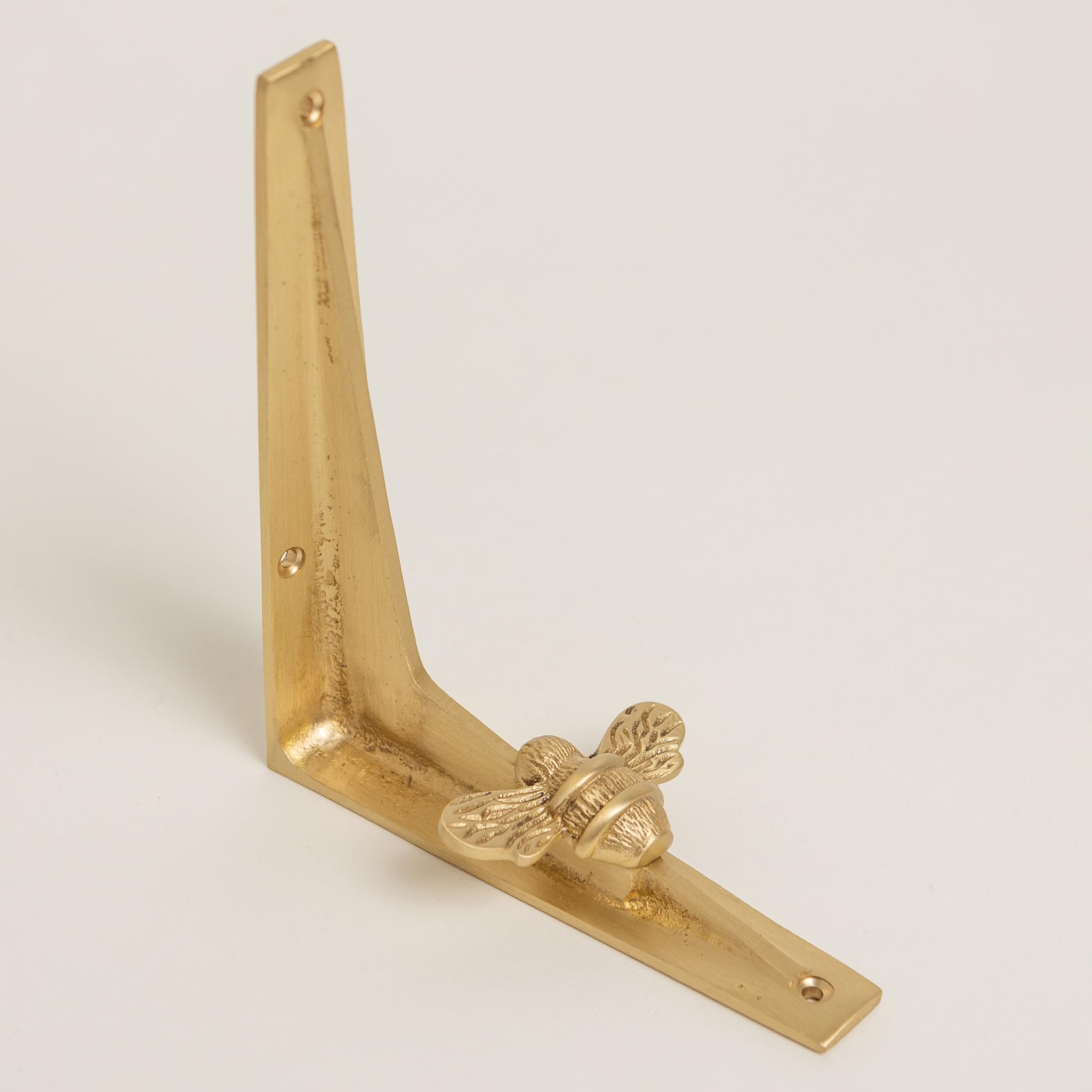 Brass Bee Satin Shelf Brackets | Heavy Duty Brackets For Kitchen Bookshelf | Brass Shelving Heavy Solid Cast Brass | Sold Individually