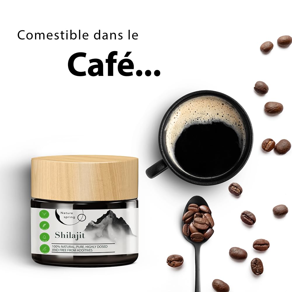Shilajit Résine en Verre | Premium +2 Mois | Source Himalayenne Haute Puissance avec Acide Fulvique | Acide Humique et Oligo-éléments | Nature spring