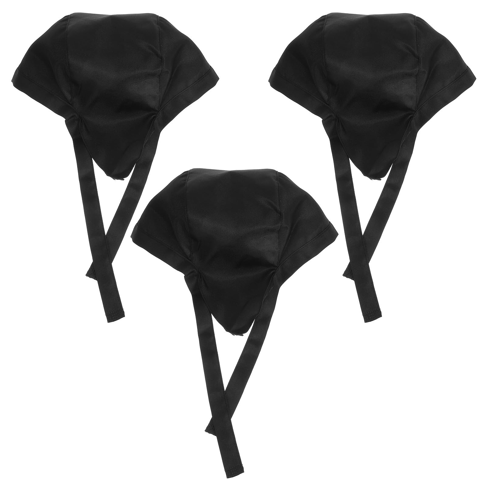 Gorro Cocina Hombre Negro de Tela Cinta, 3 Piezas para Cocina | Sombrero de Servidor y Sombrero de Trabajo de Cocina, Uniforme Catering