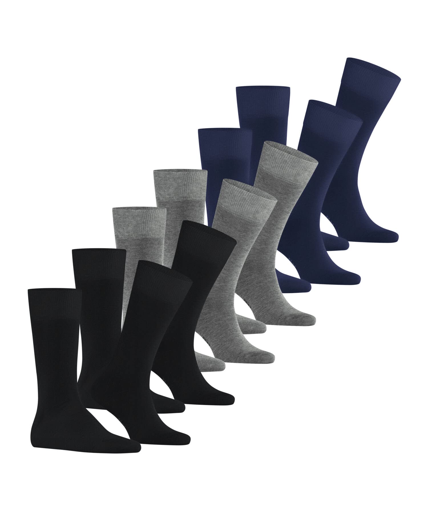 FALKE hombre Happy 6-Pack calcetines transpirable algodón costura plana extra suave reforzada para dedos sin presión para looks informales de negocios multipa 6 pares