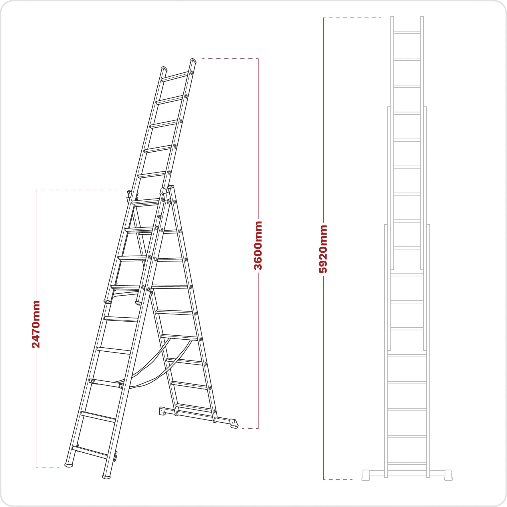 Sealey Acl3 extension en aluminium Échelle combinée 3 x 9 en 131, ACL3