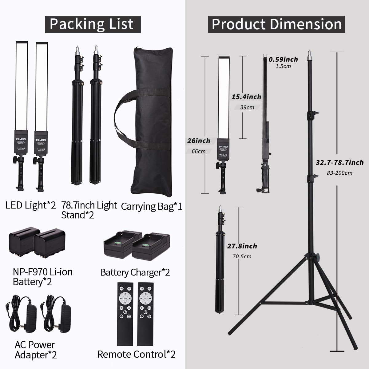 Iluminación de fotografía, kit de barra de luz LED portátil de mano con batería de iones de litio NP-F970, soporte remoto para grabación de video de YouTube, fotografía