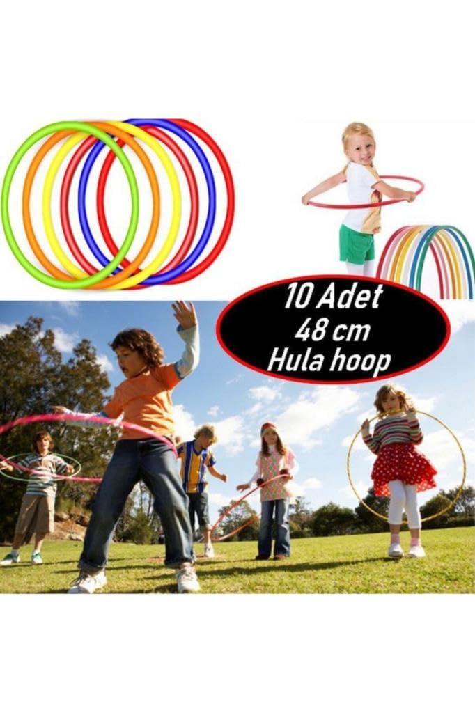 10 Adet Bel Çevirme Çemberi Hulahop Renkli Hula Hop 48 cm Hulalop Çember Jimnastik Çemberi Hulohop