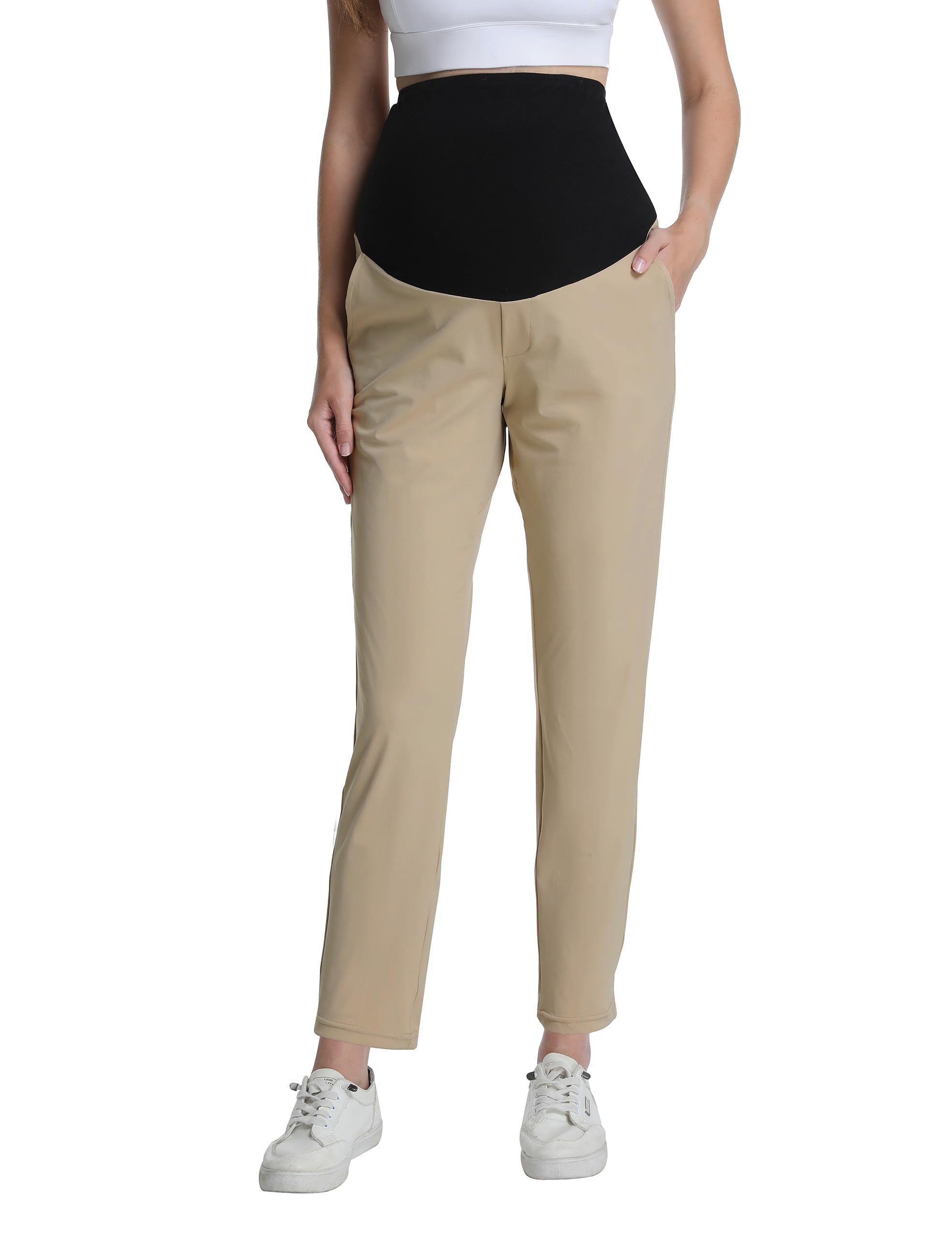 Pantalones de Maternidad con Soporte Abdominal Elásticos y con Bolsillos para Golf Trabajo y Uso Diario