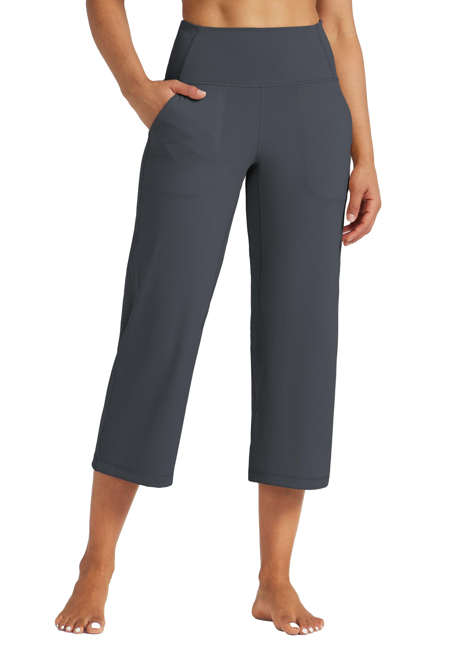 WILLIT Damen Yoga Capris Hosen Yogahose hohe Taille Leggings sportliche Übung Workout Crop Capris Schnelltrockner gerades Bein 23"