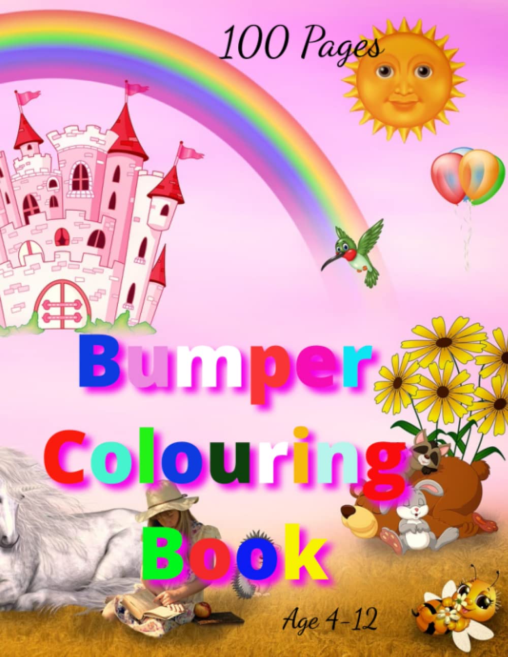 Jumbo colouring book, bumper 100 pages, unicorns, fary, castle, princess and lots more