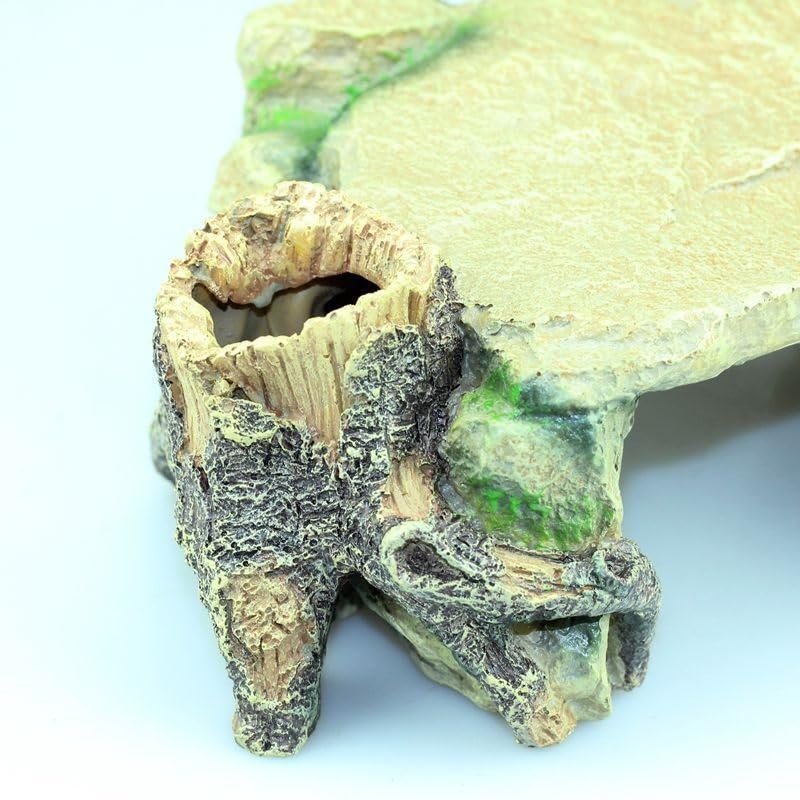 Plate-Forme de Repos, Grotte Reptiles et cachette for lézard Tortue, Habitat d'aquarium Roche for décor d'angle, 24 16 9 cm
