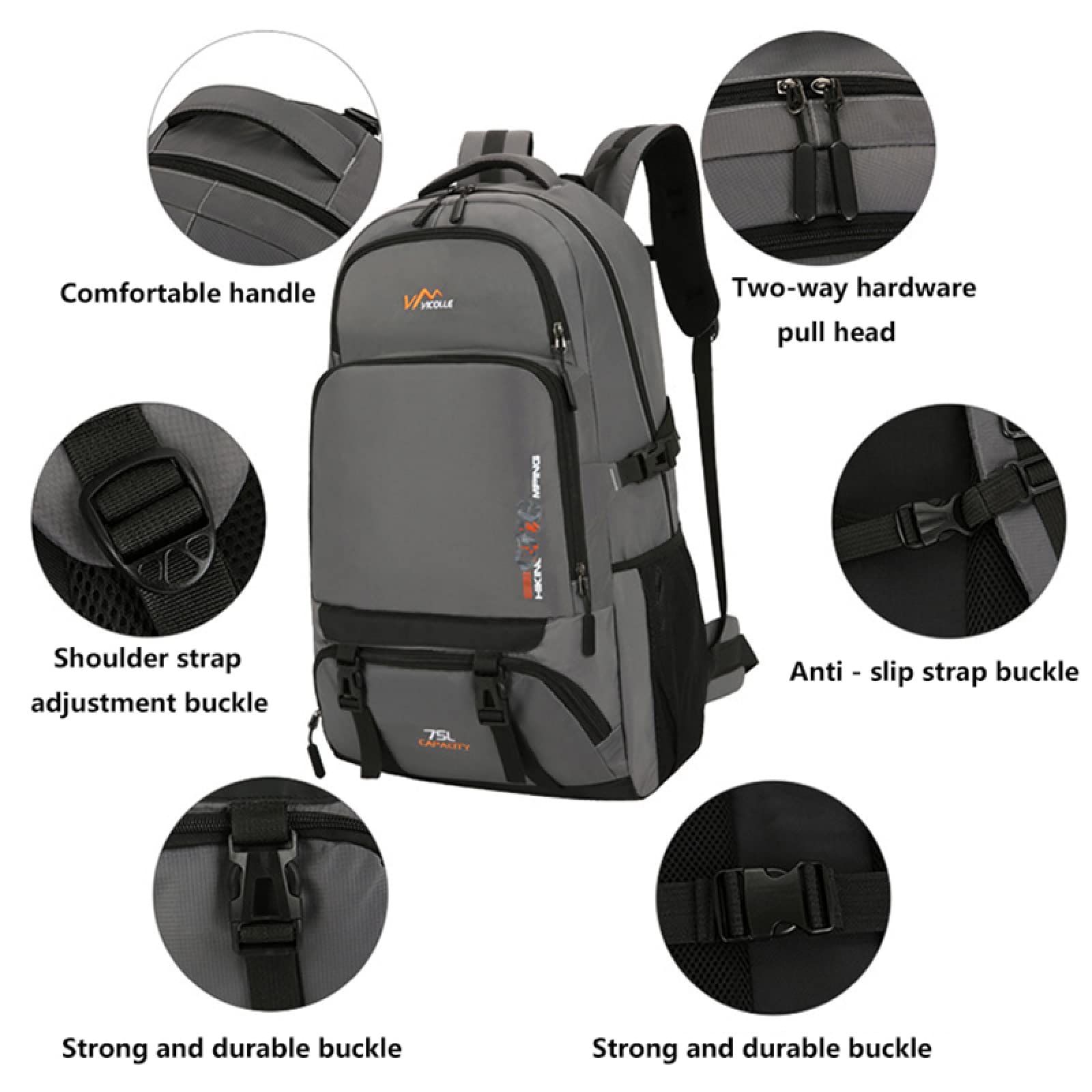Zaino da viaggio unisex impermeabile da 75 litri Borsa sportiva Zaino da escursionismo all'aperto Zaino da campeggio per alpinismo