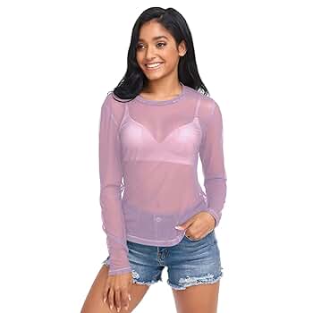 トップス meltthelady lovely ladies sheer tee J JOYSAY Fondant Pink See Through Tops for Women Mesh Sheer
