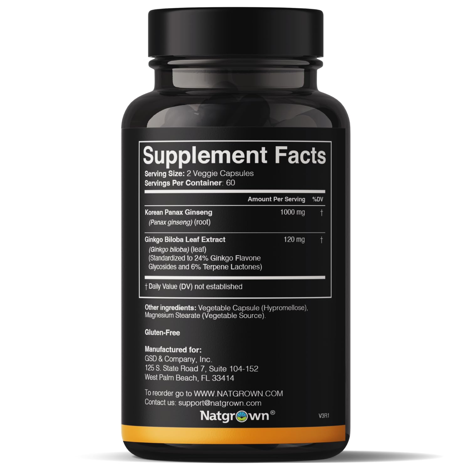 Natgrown Panax Ginseng & Ginkgo Biloba Supplement - Vegan - 120 Count — Amazon image 8