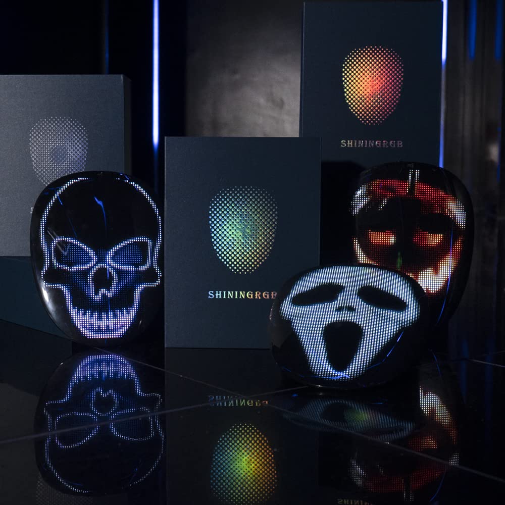 CASEIER Led Mask, Halloween Led Mask Toy Pro - 2023 Upgraded Wifi Connection App Control Light Up Toy for Kids, Perfect for Cosplay and Halloween Party