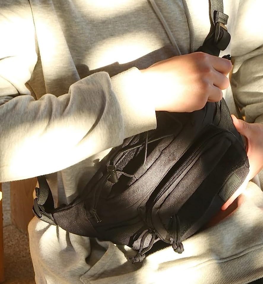 Miniatura 7 de Riñonera al aire libre Riñonera de lona Denim 5XL Cinturón de cintura para hombres y mujeres Bolsa de cadera, Negro J6504 Técnico, Extragrande,