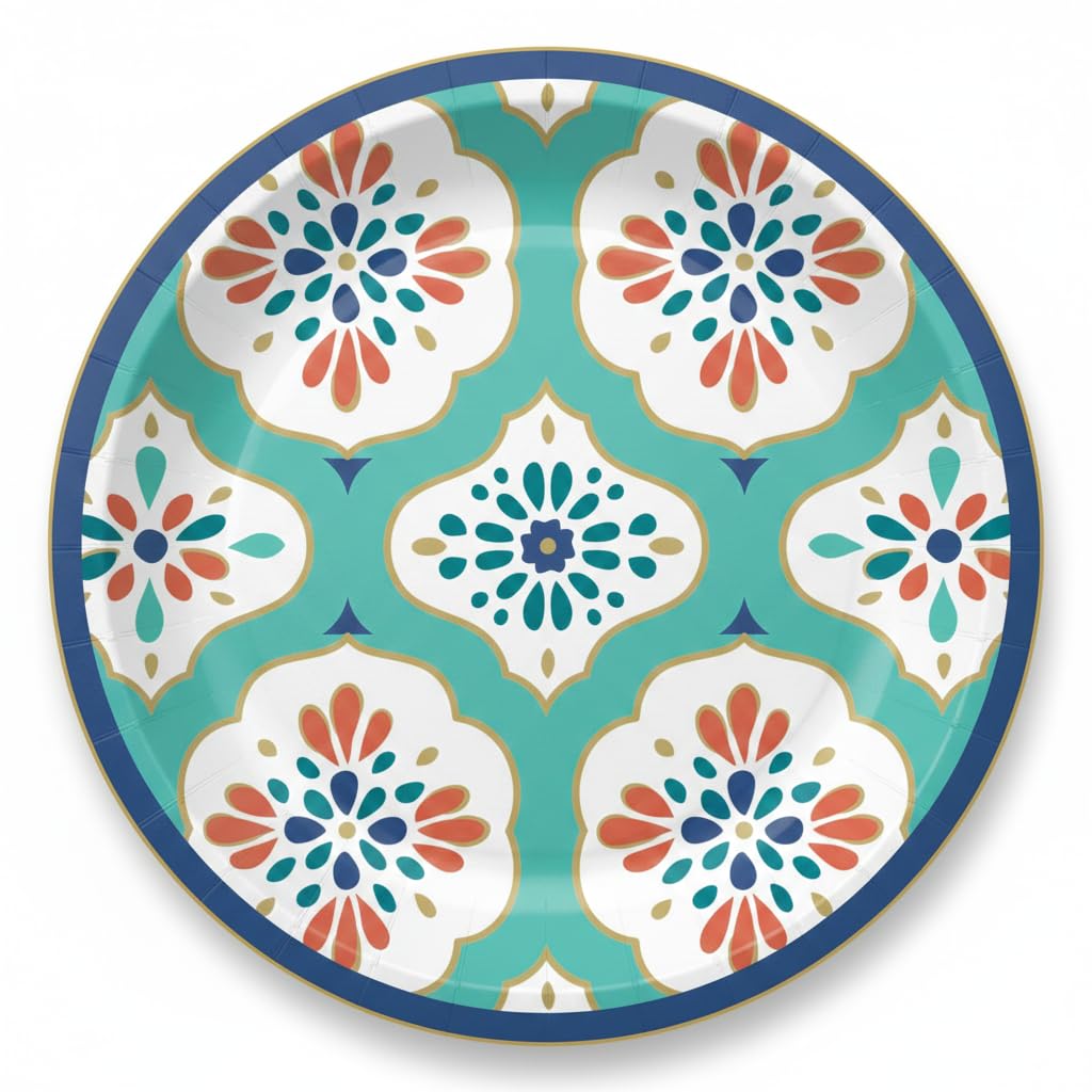 CELESTAIRE Premium 9 Inch Printed Disposable Paper Plates, Pack of 20 | Eco-Friendly & Biodegradable Dinner Plates for Party, Picnic, Restaurant, Weddings, Birthday, Events & Celebration Tableware