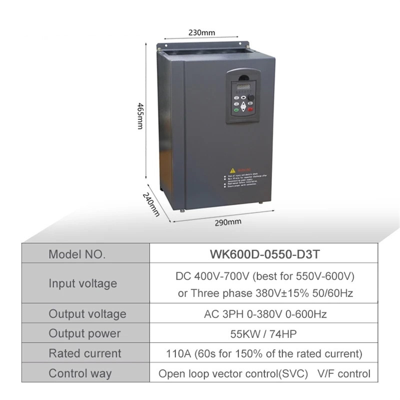 Inversores solares de 380 V, 45 KW y 60 , convertidor de frecuencia de CA VFD for motor de bomba de agua de 37 KW, venta directa. Voltaje de entrada: CC 400-700 V o 380 V. Voltaje de salida: trifásico