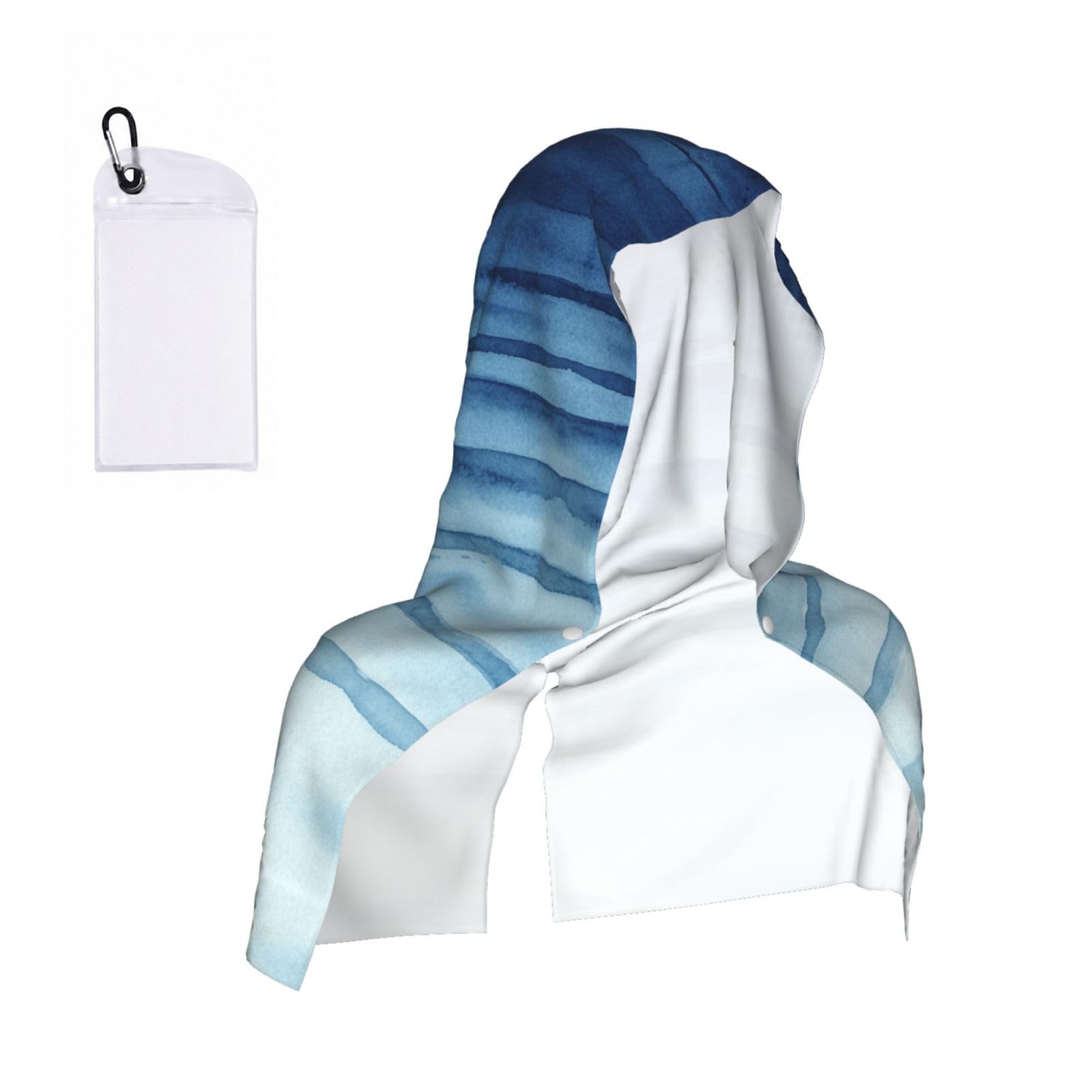 CNTDBU Blue Wave Line Cooling Towel Hooded-Instant Chill Neck Cover for Sports, UV Cooling Rag for Running Gym