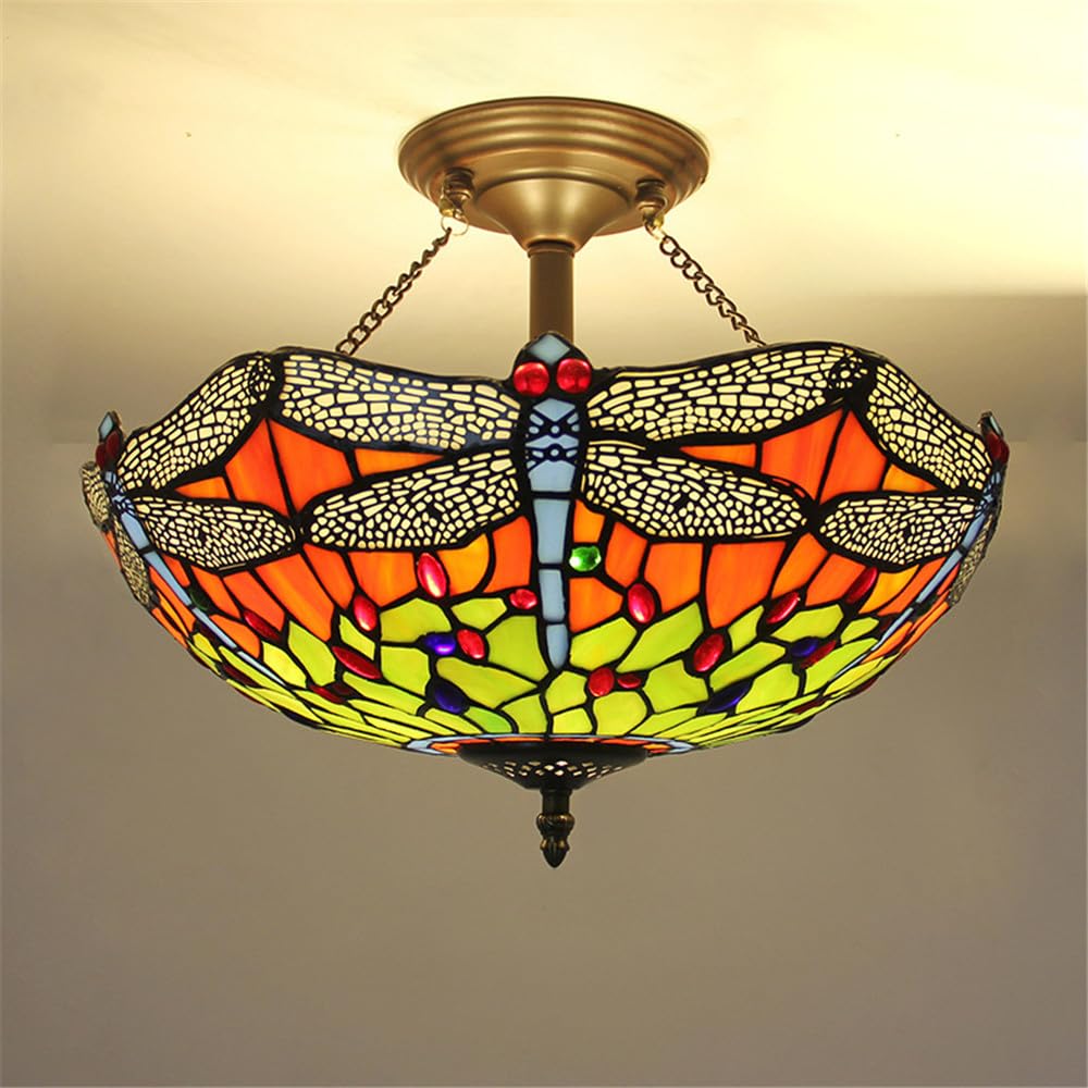 KXEcoLife Contemporary Color Glass Pendant Lamp LED American Creativity Living Room Restaurant Bedroom Hotel Villa Corridor Cafe Bar Chandelier Staircase (D52CM) (E D40CM)