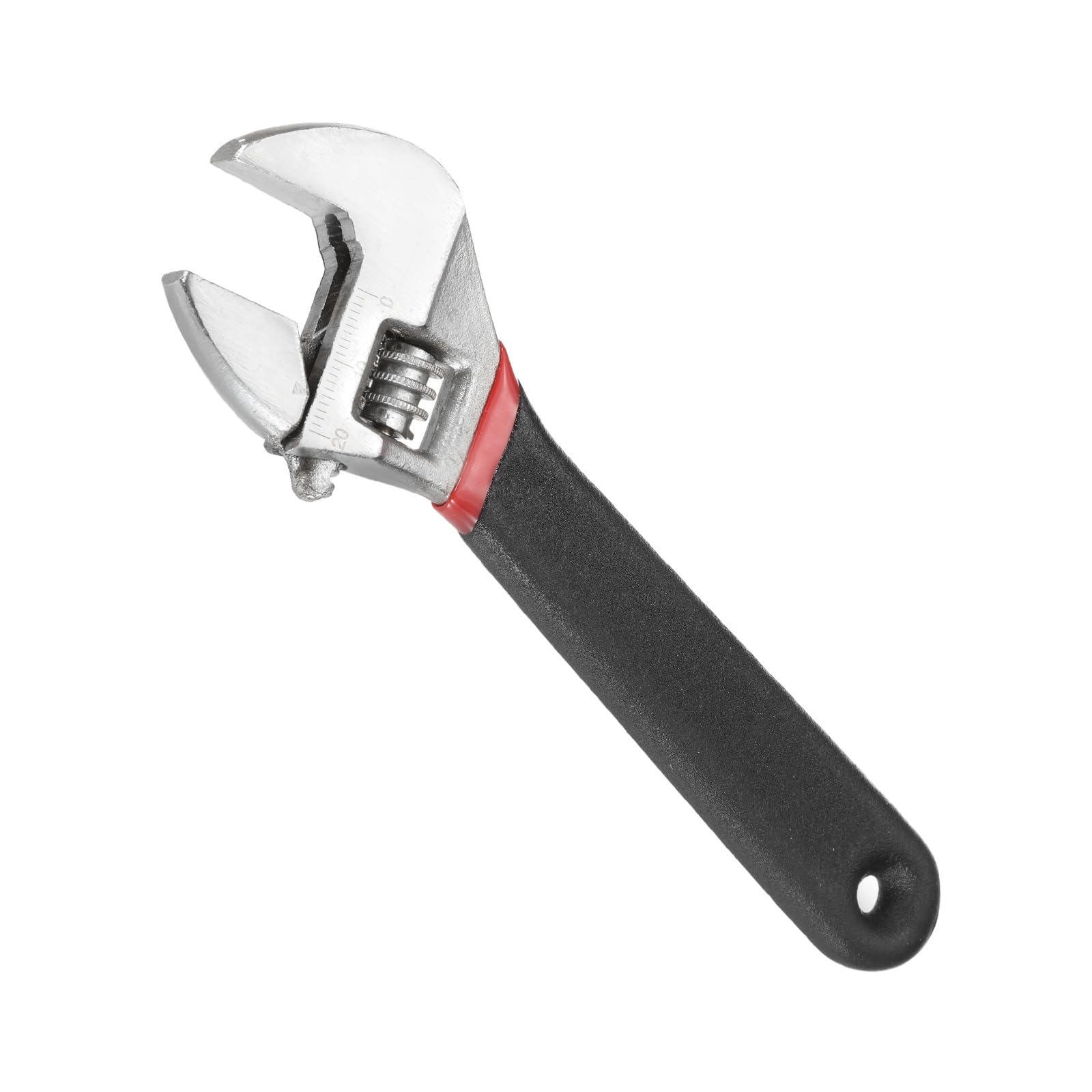 sourcing map Adjustable Wrench 6" High Carbon Steel Industrial Wide Jaw Wrench Adjustable Repairs Spanner Tool with Graduated Scale for Home Garage Workshop Plumbing, Black-Red