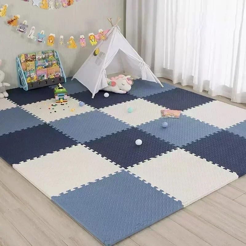 8-częściowa podłoga z puzzli, koc z pianki EVA, mata do zabawy do użytku w garażach, siłowniach, domowych salach fitness(Yellow and Blue)