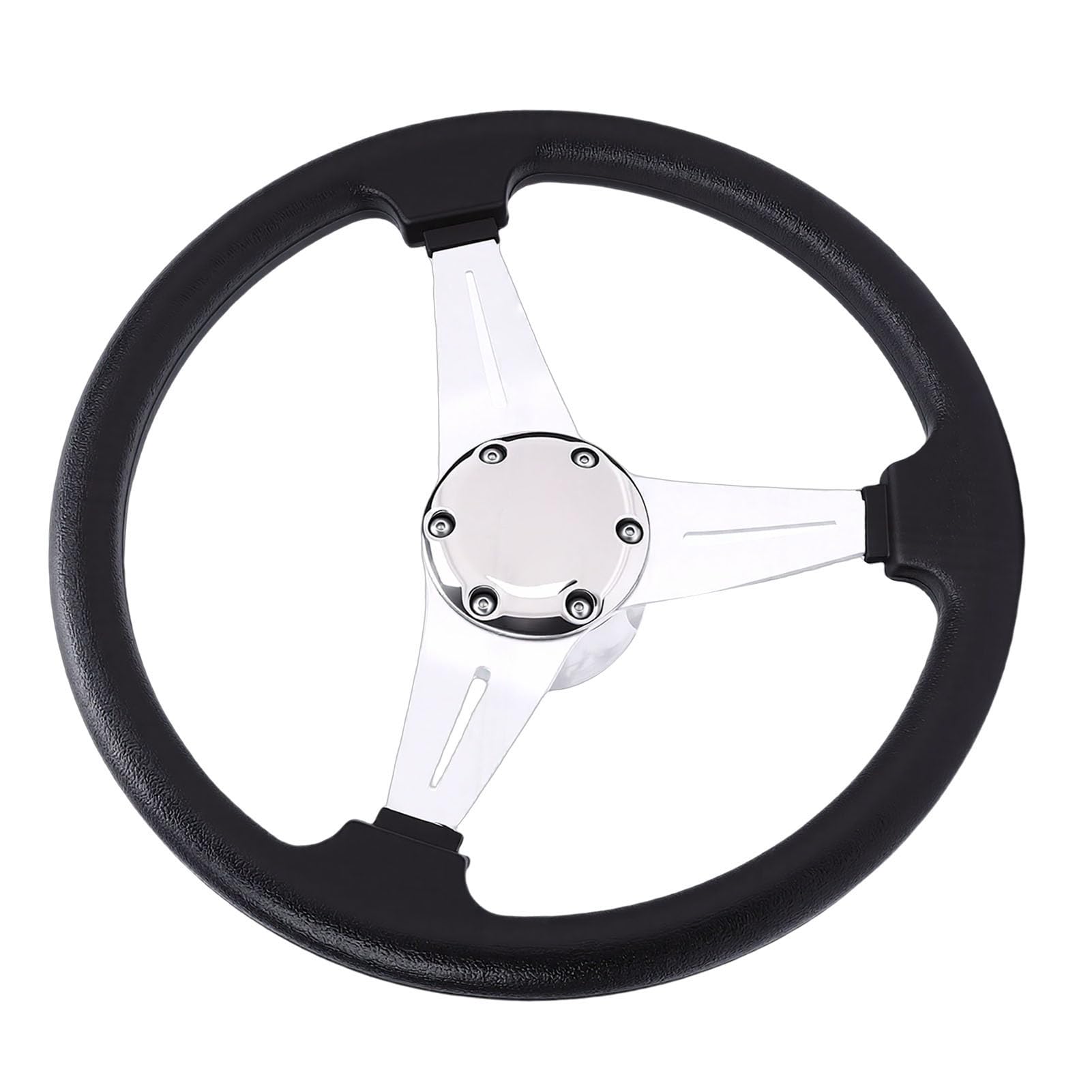 Keenso Kierownica łodzi Rama ze Stopu Aluminium Kierownica Morska z osłoną ze Stali Nierdzewnej 316 348 Mm 13,7 Cala Konstrukcja z 3 Ramionami do łodzi Jachty Łodzie Motorowe Łodzie Rybackie