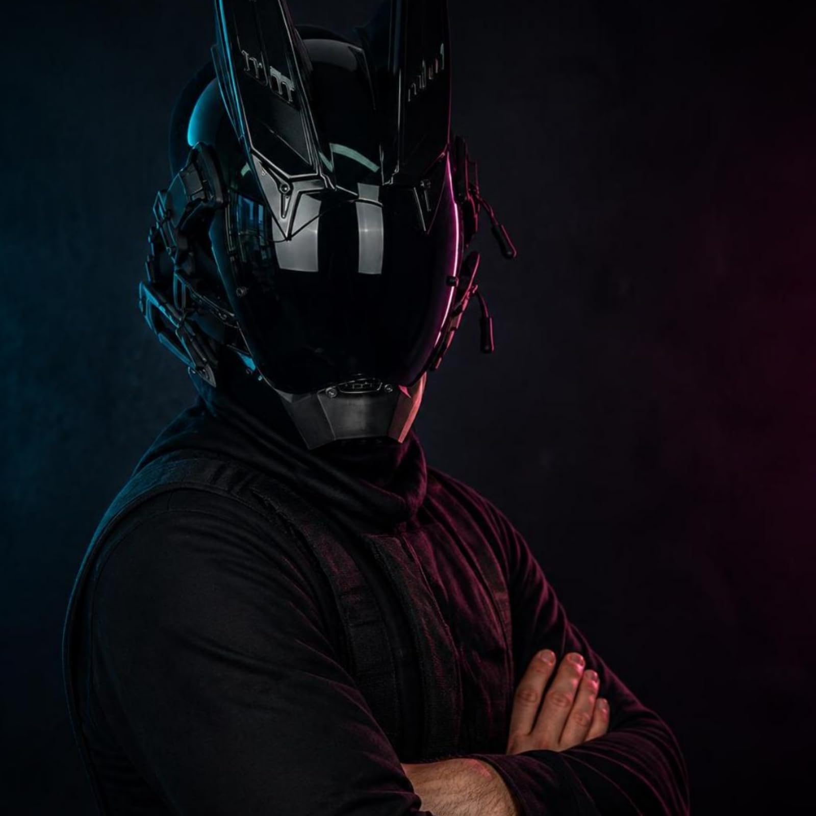 Harilla Maschera con Visiera Riflettente per Travestimento Cosplay Copricapo Meccanico con Cinghie Regolabili per Eventi di Halloween E Convenzioni, Versione Con, Taglia Unica