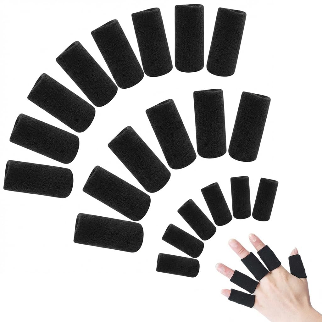 20 Stück Fingerschutz,Cotton Finger Sleeves,Elastische Fingerlinge Baumwolle,Fingerschützer Kompressionsunterstützung,Fingerbandage,Atmungsaktiv Abdeckung,Zur Schmerzlinderung Arthritis Bei Verletzung