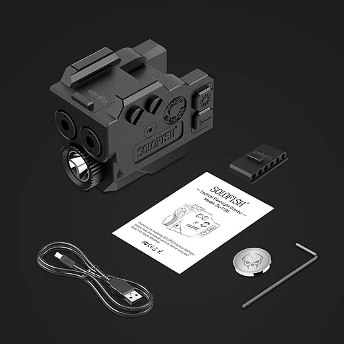 Miniatura 7 de SOLOFISH Luz de pistola de 500 lm y combo de haz moradoinfrarrojo (IR)verde azul, luz de arma de aluminio recargable y haces para armas con riel