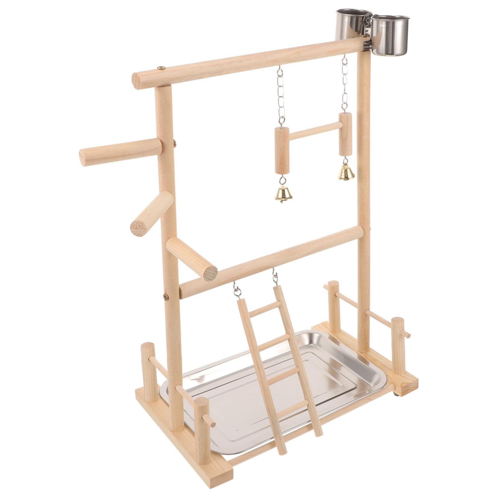 BESPORTBLE 1juego Soporte para Aves Área De Interactiva Escalera y Comederos Juguete para Periquitos y Cacatúas Accesorios Naturales para Jaulas De Aves