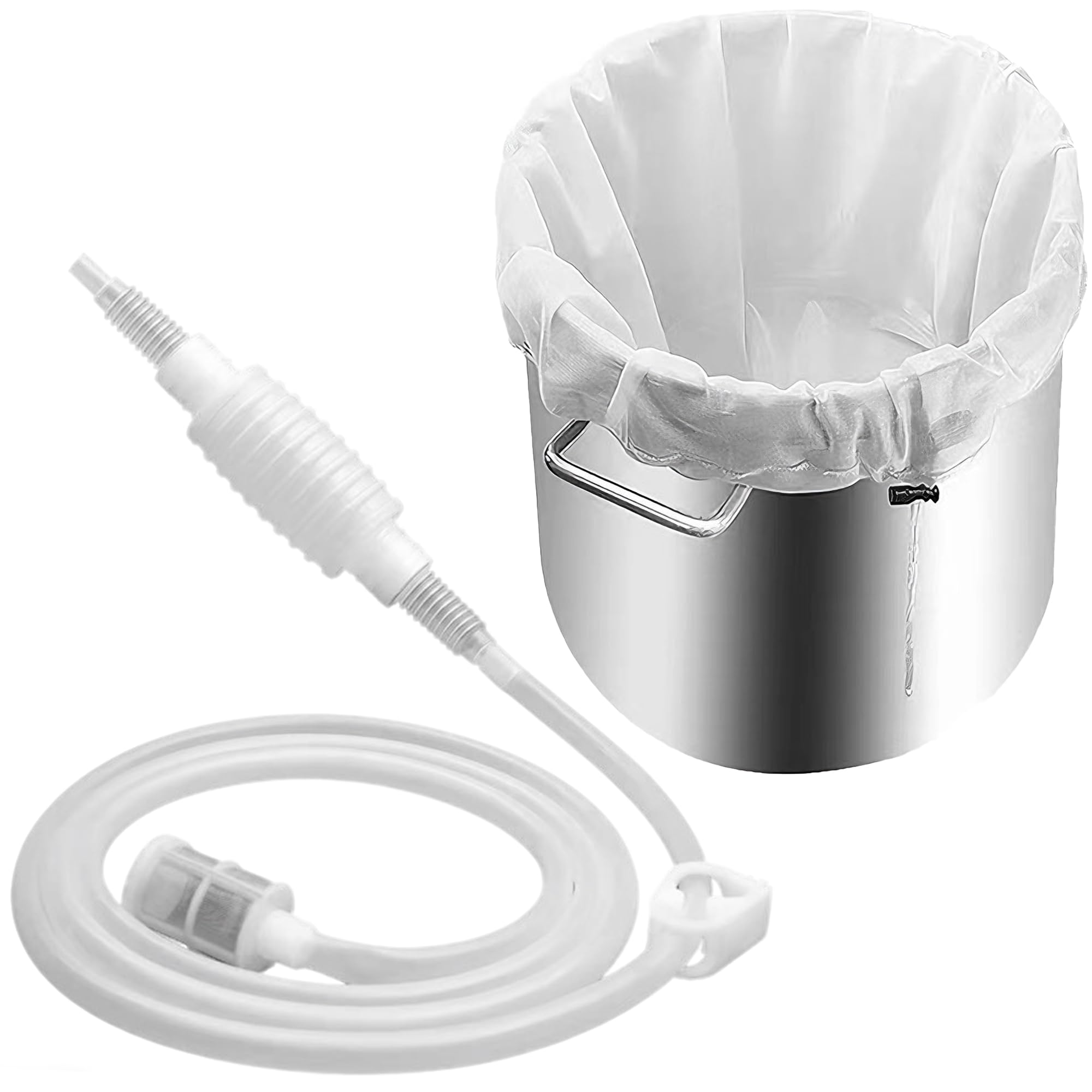 Wine Making Equipment Set with Siphon Pump and Mesh Straining Bag, Nut Milk
