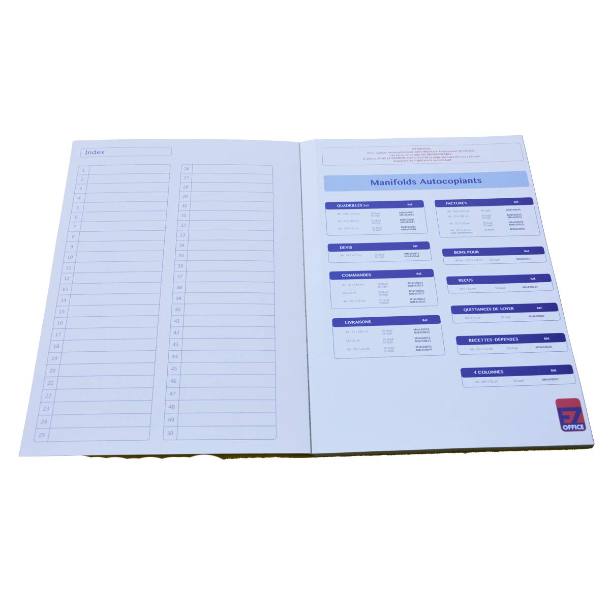 Manifold Factures avec mention de TVA Dupli A4 Lot de 5 Taille: 210 x 297 mm / 21 x 29,7 cm Foliotage 50 feuillets Dupli autocopiants EZ Office