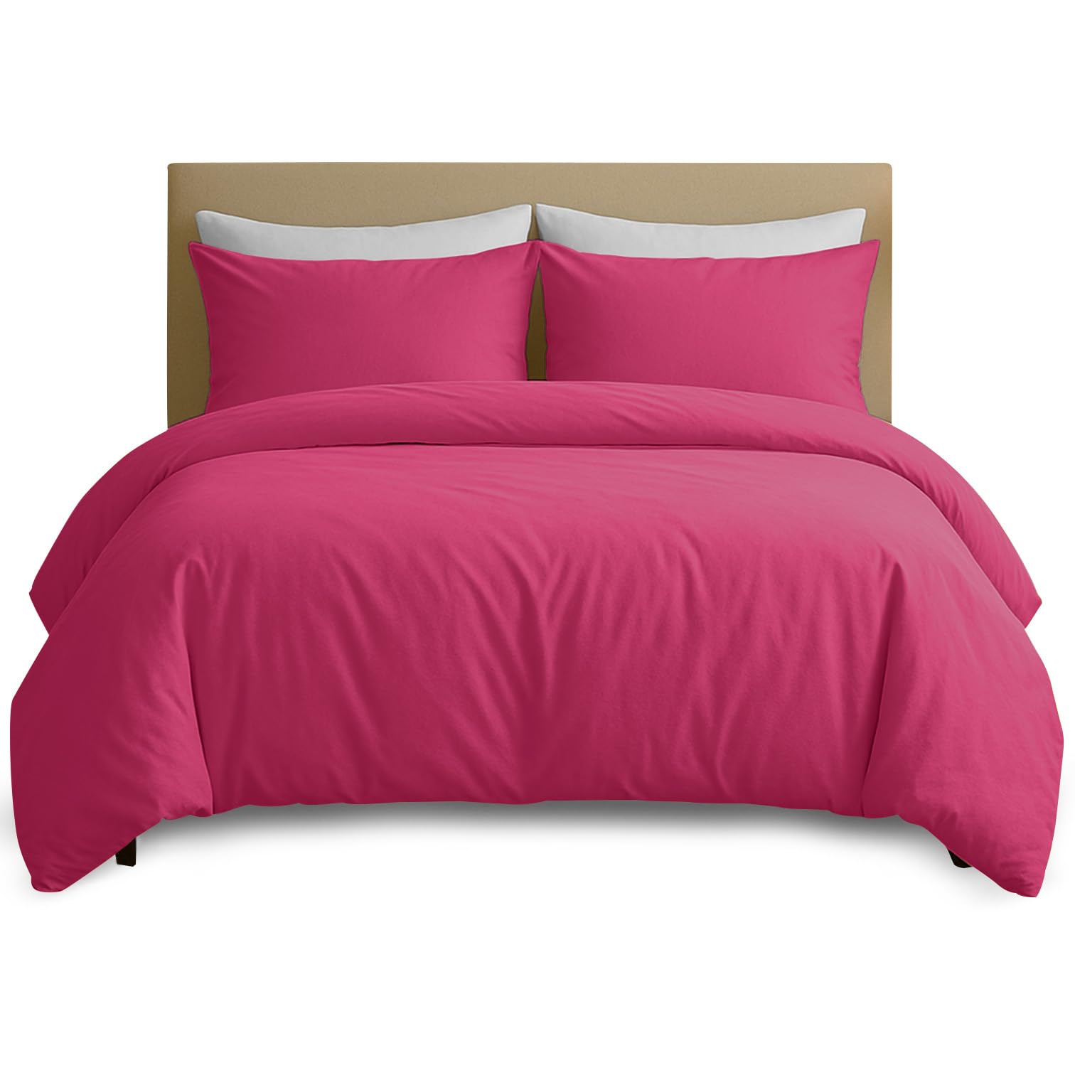 Hafaa Pink King Size Duvet Cover Sets - Brushed Microfibre Duvet Cover With 2 Pillow Cases - Kingsize Quilt Cover Set