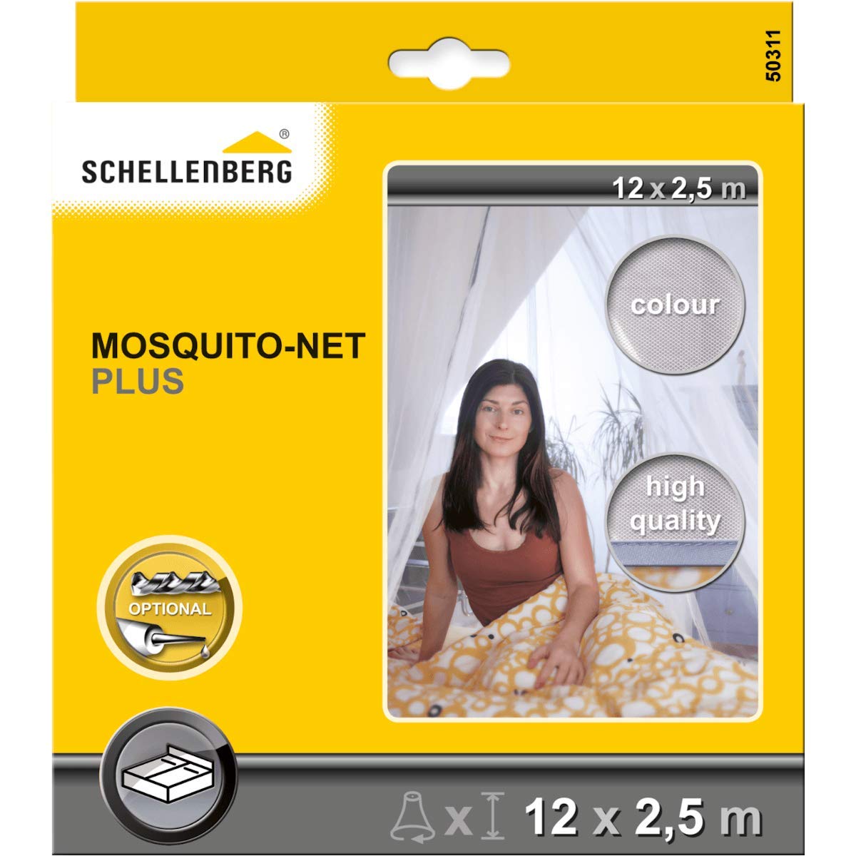 SCHELLENBERG Fliegengitter-Gewebe Insektenschutz-Vorhang Plus Betthimmel, Set (1-St), Moskitonetz Baldachin für das Bett 2,5 m x 12 m, weiß