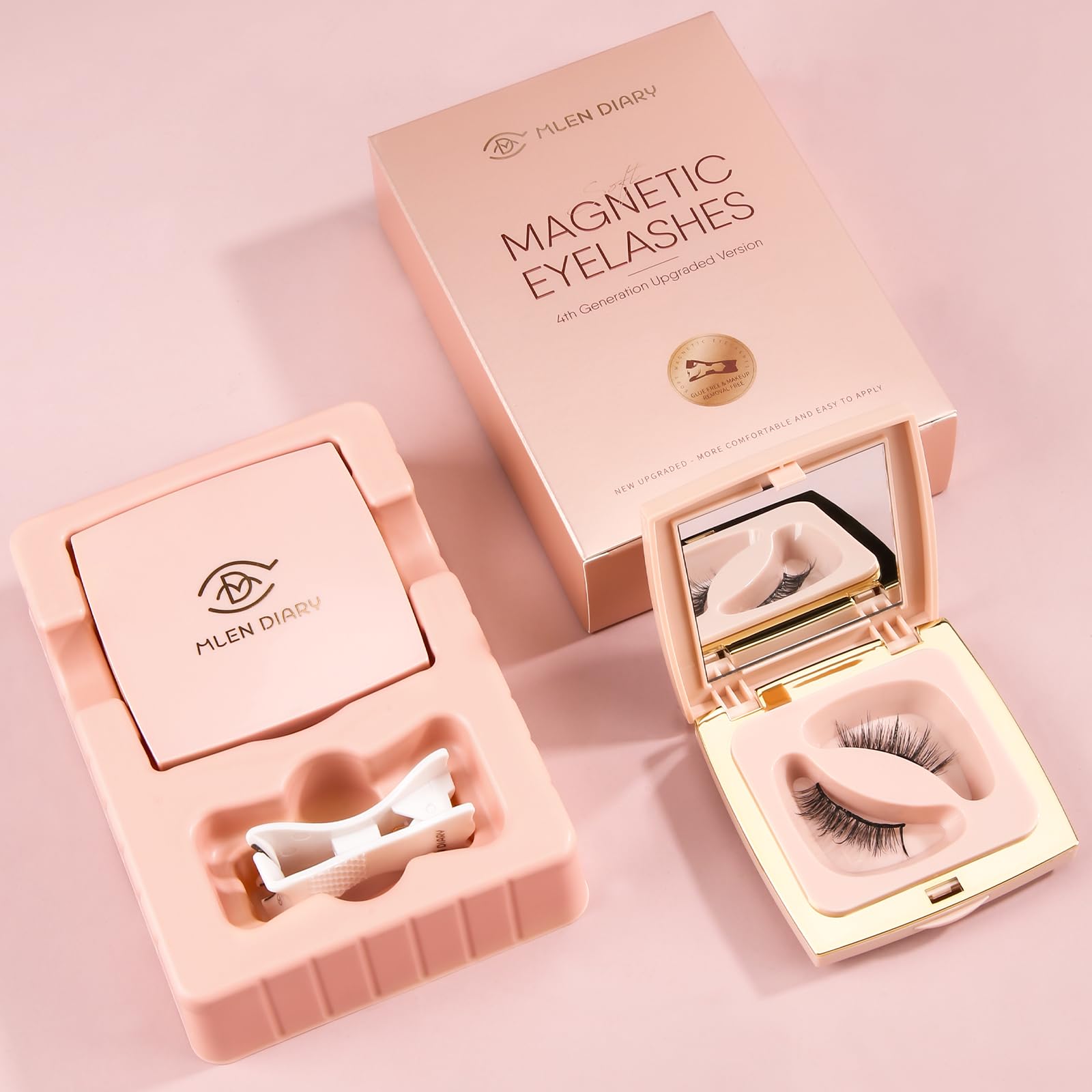Pestañas magnéticas, pestañas magnéticas dobles reutilizables sin delineador de ojos, pestañas magnéticas de aspecto natural con aplicador, pestañas postizas con imanes suaves, sin pegamento y sin 9