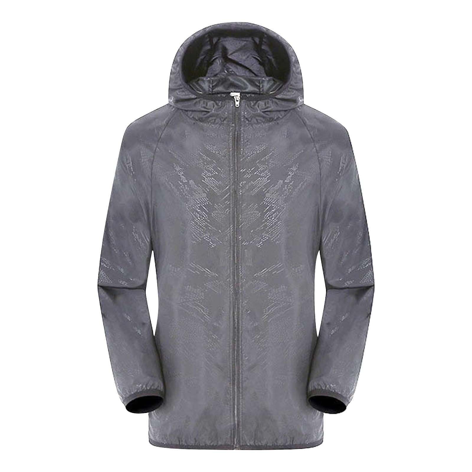 Bukknye Women's A-Grey Raincoat Waterproof Long Hooded Trench Coats Lined Windbreaker Travel Jacket