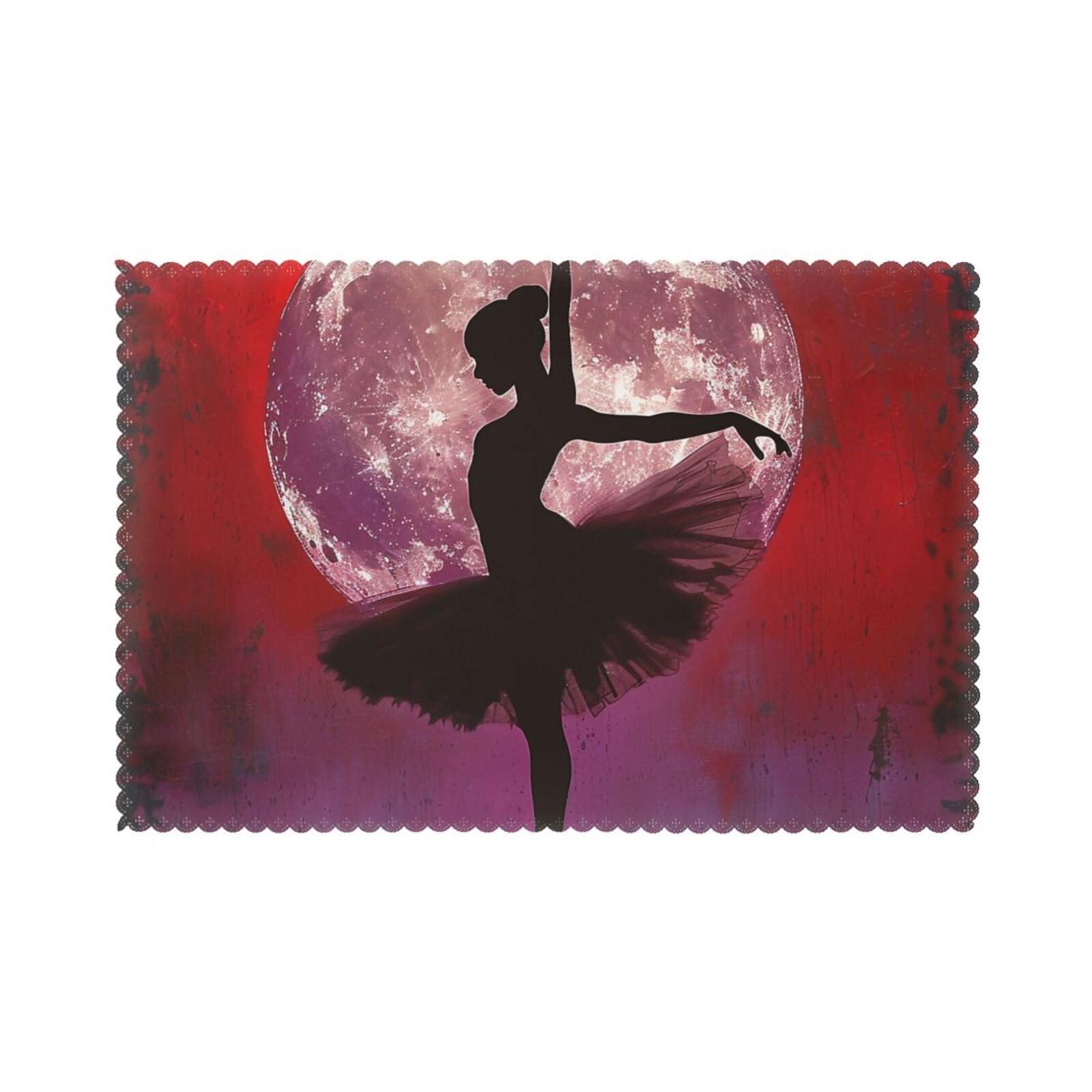 Ballerina Dance Printed Placemat Heat Resistant Place Mats Set of 6 PCS Washable Kitchen Table Mats, 12x18 Inch