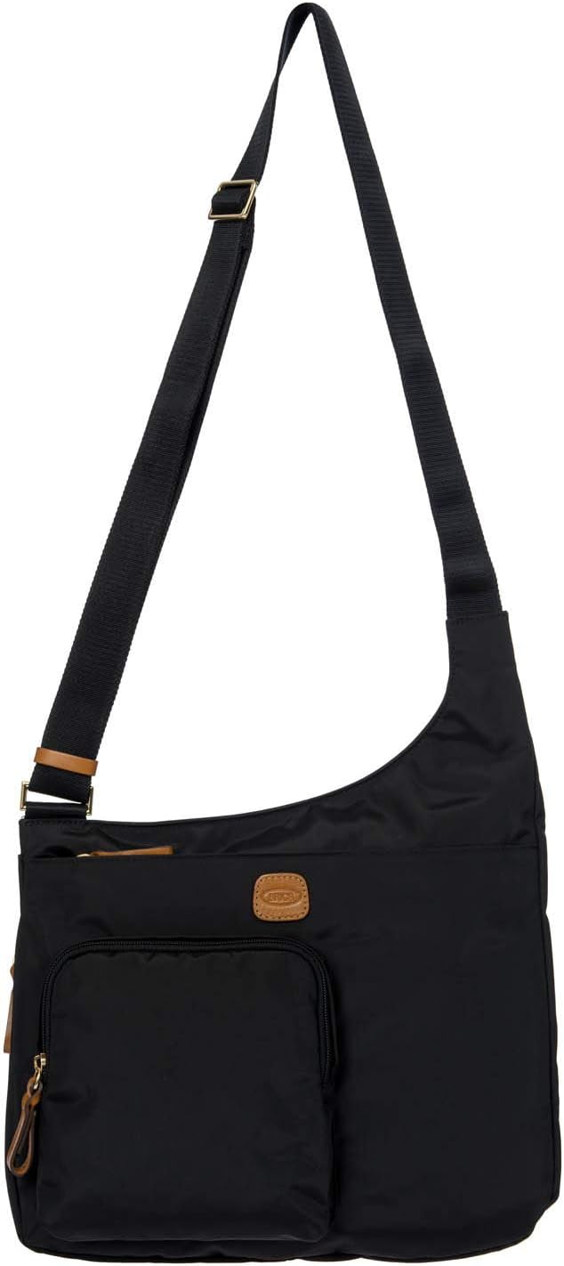 X-Bag 2.0 Hipster Envelope Crossbody, Water-Resistant Recycled Nylon Shoulder Bag with Leather Trim, Dual Compartments and Adjustable Strap for Everyday or Travel – One Size, Black