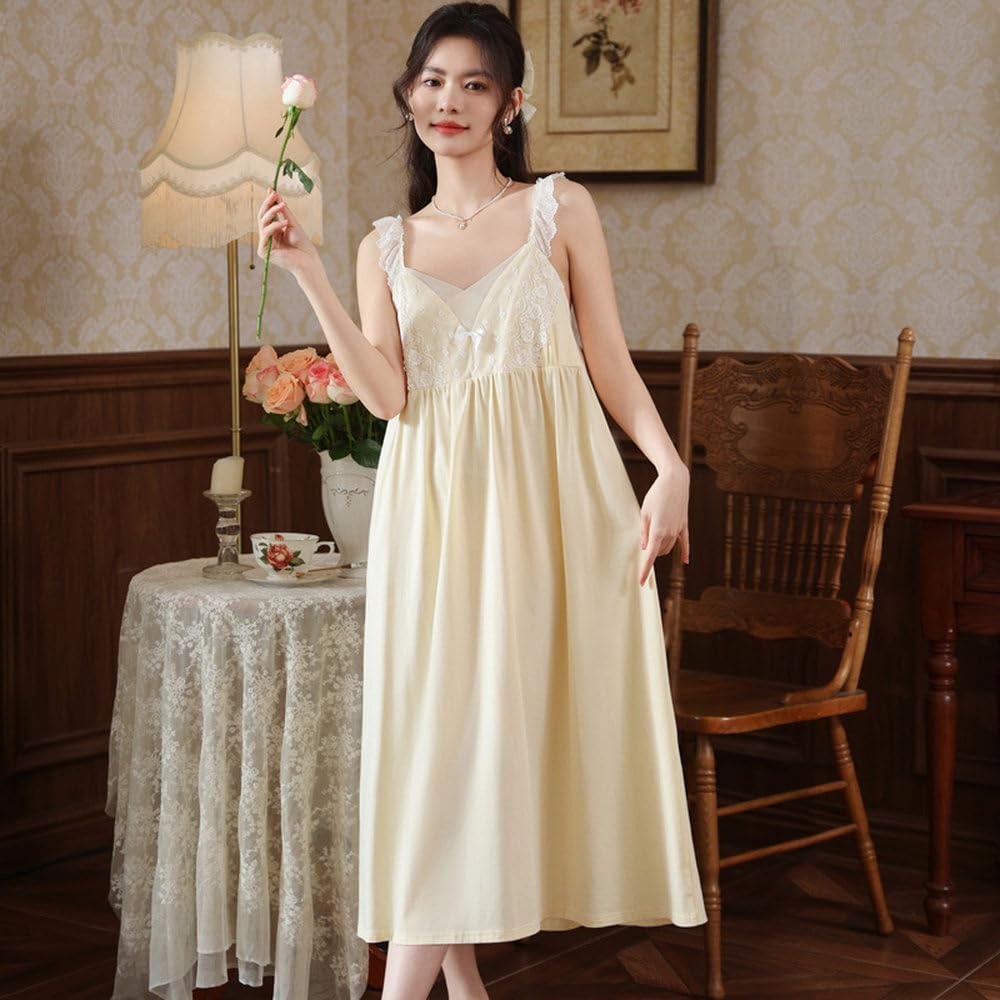 Camicia da Notte Donna - Pigiama da Notte in Pizzo Ricamato Estivo Femminile, Pigiama per Il Petto, Servizio A Domicilio, Camicie da Notte in Cotone