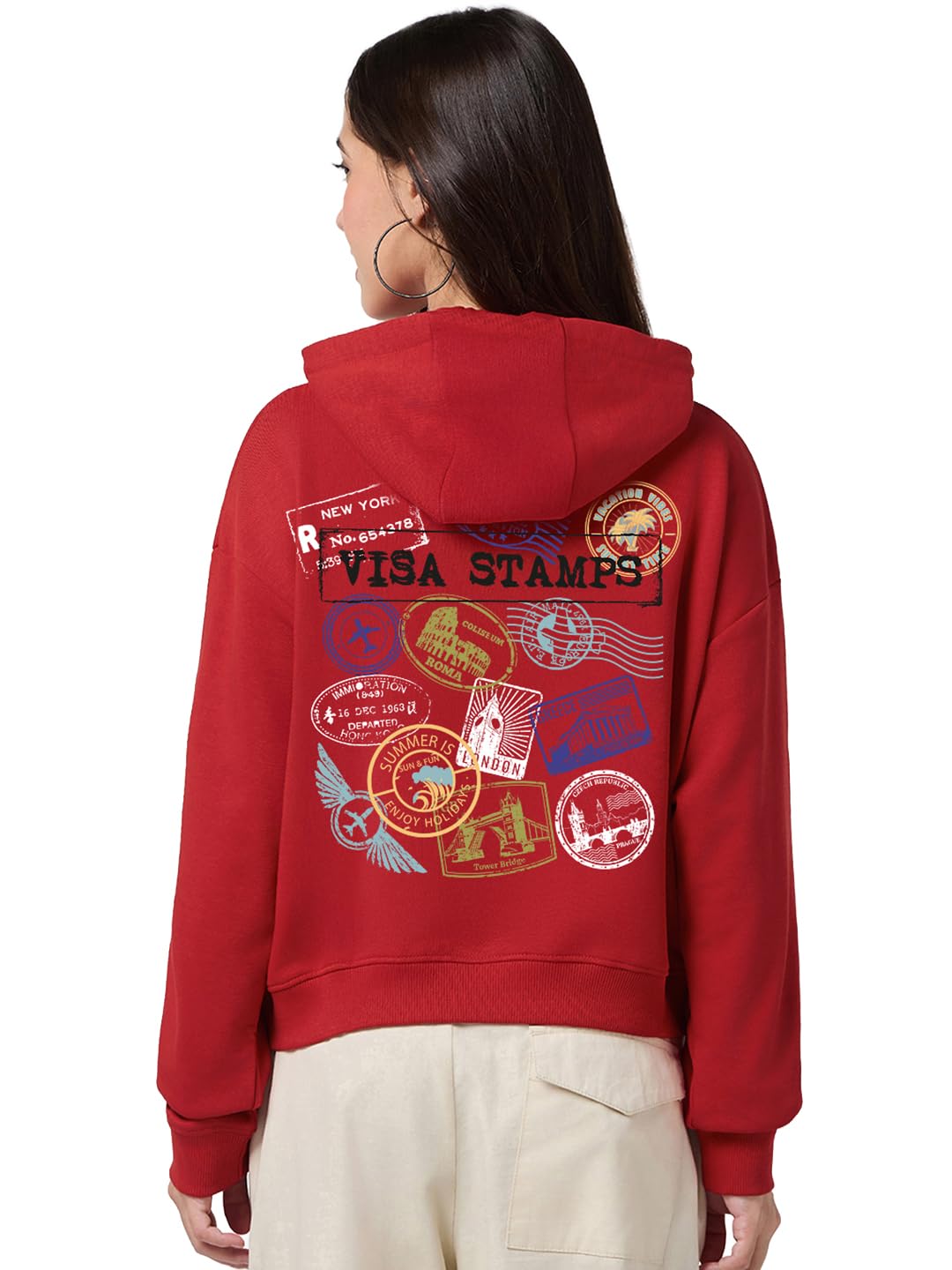 bewakoof Women's Graphic Print Oversized Fit Full Sleeve Hooded Terry Hoodies-picture-32
