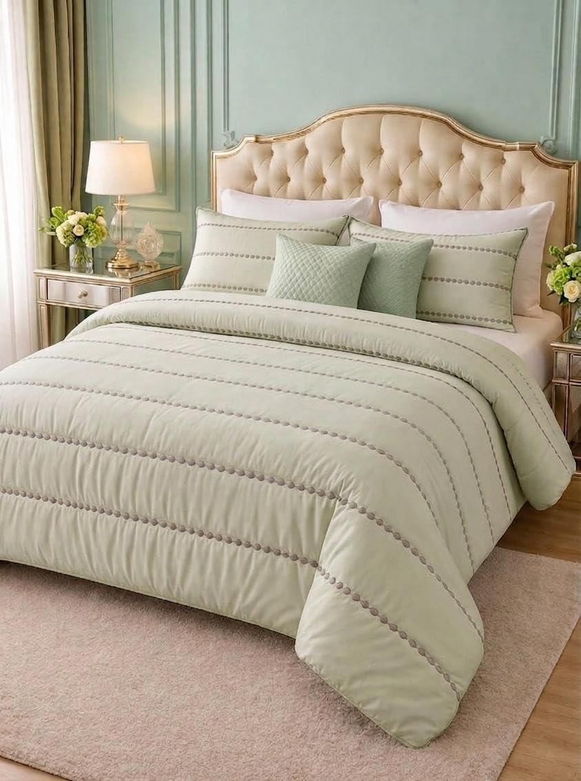 GOTA Luxury King Size Comforter 220 x 235 cm, Premium Quilted Plain Design Bedding for Elegant Bedroom Décor, Comfortable and Durable - Cream-image-1