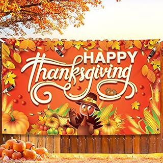 XtraLarge Happy Thanksgiving Banner - 72x44 Inch, Thanksgiving Backdrop | Thanksgiving Decorations Banner, Thanksgiving Party Decorations | Thanksgiving Wall Banner | Thanksgiving Banners for Outside