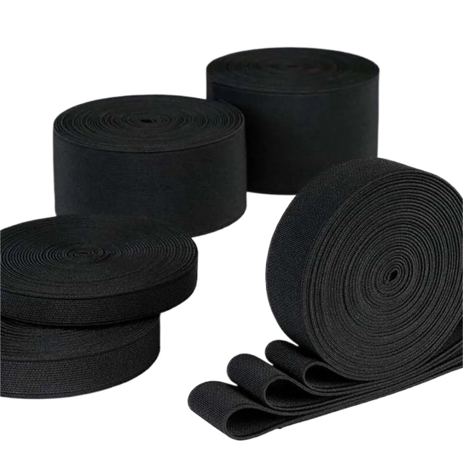 Banda Elástica de Nailon Banda de goma elástica costura blanca y negra | Correas de nailon for accesorios de prendas de vestir(Black,36meter,40mm)
