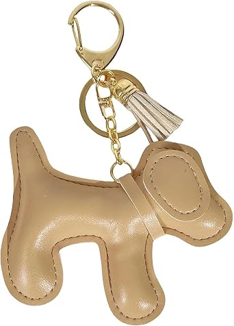 QTMY Cute Leather Puppy Keychain Keyring for Women,Purse Bag Charms for Handbags Backpack,242