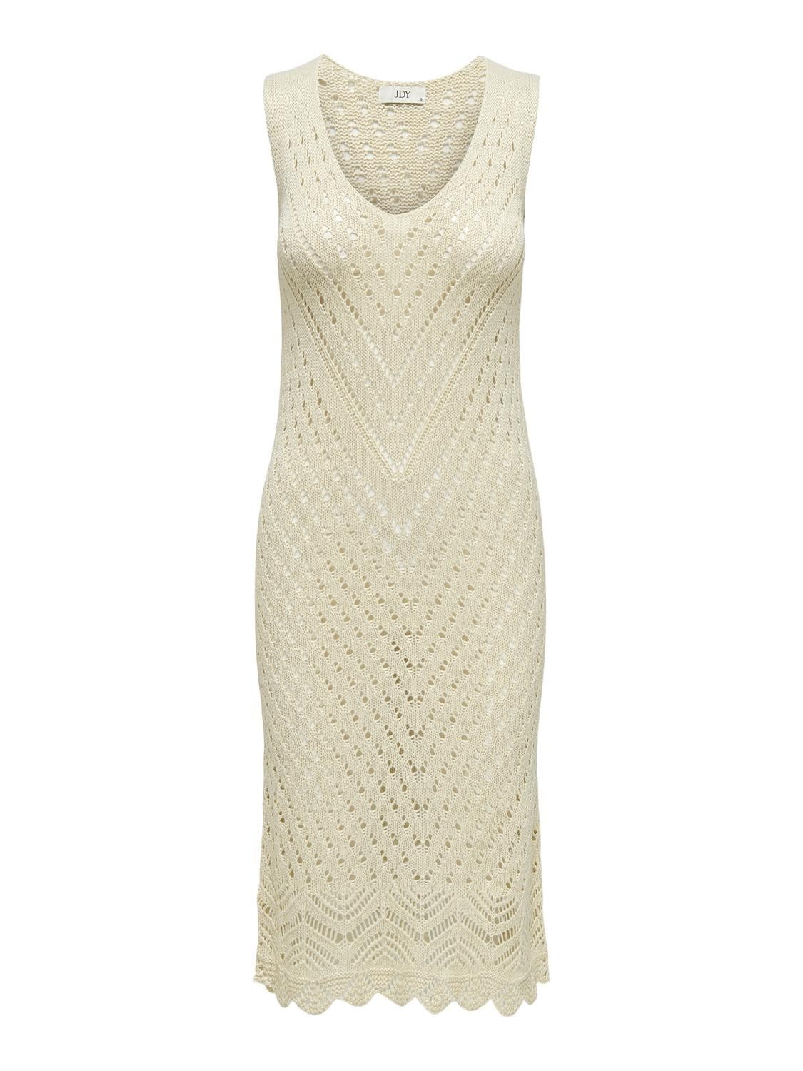JdY Women's Jdysun S/L V-Neck Dress KNT Noos Dress, Tapioca, M